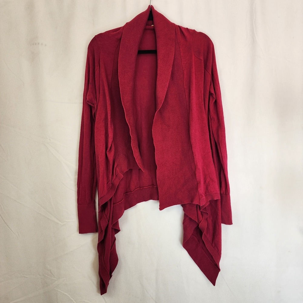 Lucy Open Front Wrap Cardigan Cotton Cashmere Athleisure Magenta Pink Womens M
